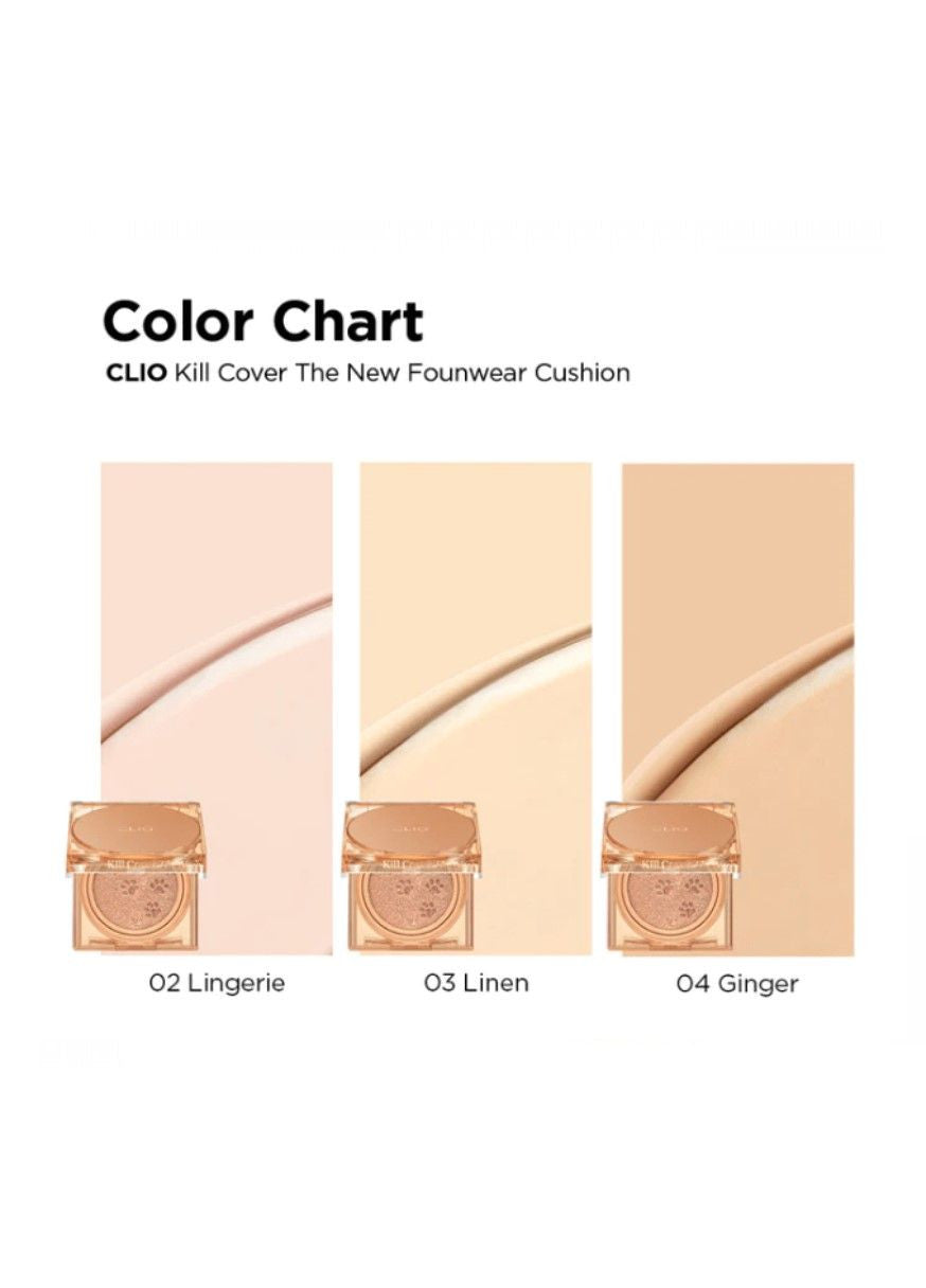 Стійкий кушон у лімітованому дизайні Clio Kill Cover The New Founwear Cushion Set 04 Ginger 15+15g